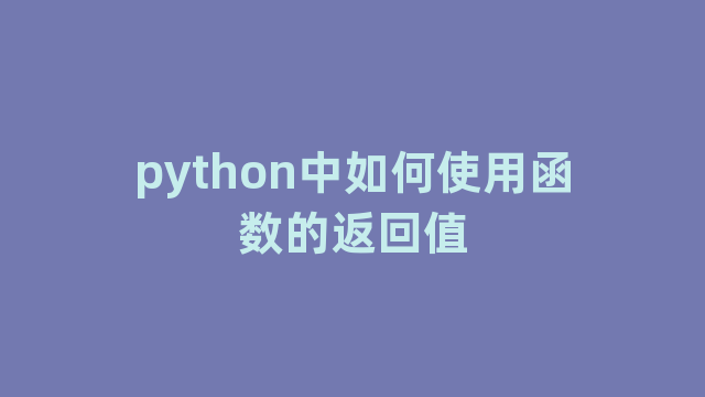 python中如何使用函数的返回值