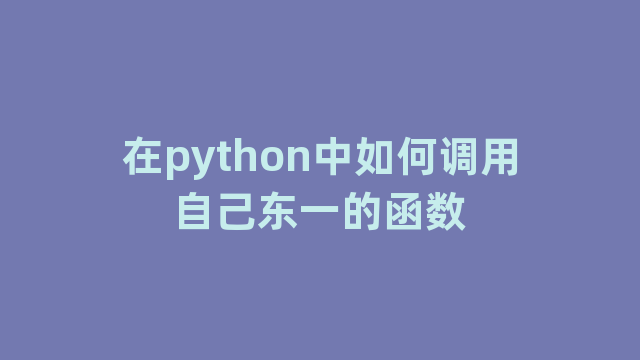 在python中如何调用自己东一的函数