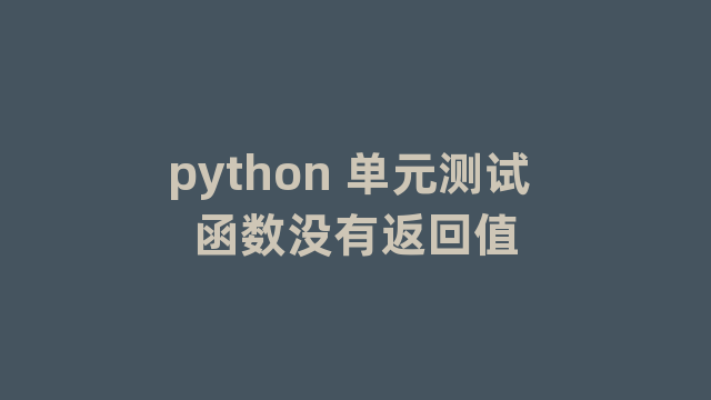 python 单元测试 函数没有返回值